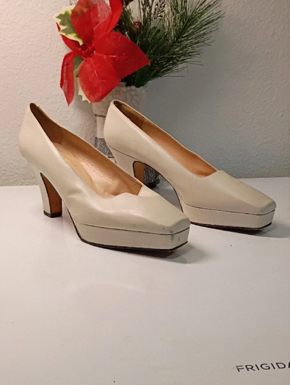Sacha London Cream Platform Pumps